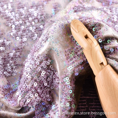 Knit Hot Foil Print Embroidery Sequin Velvet Fabric